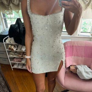 Clio Peppiatt Embellished Stretch-Tulle Mini Dress